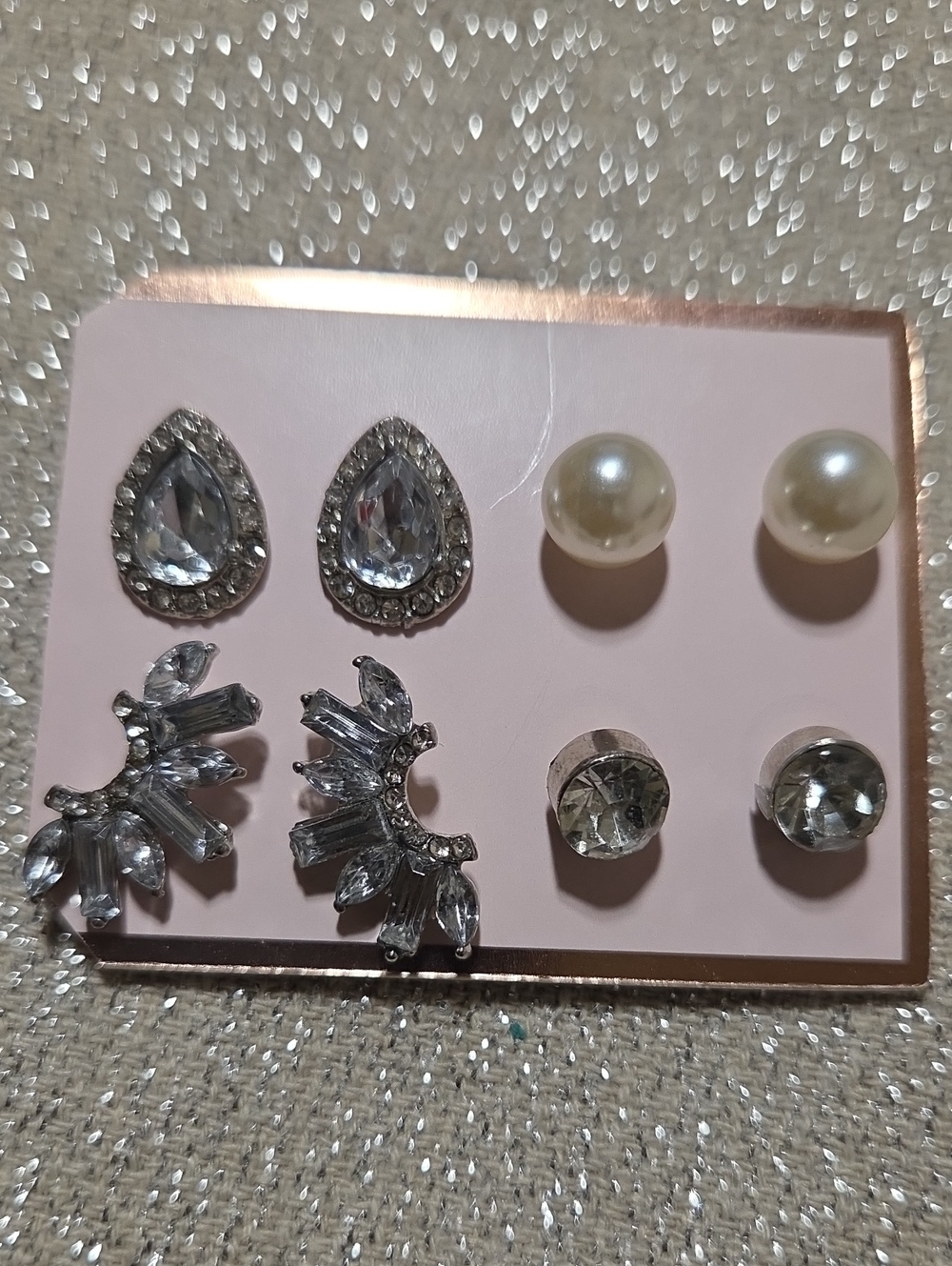 Classic Pearl and Crystal Earring Set - White & Silver